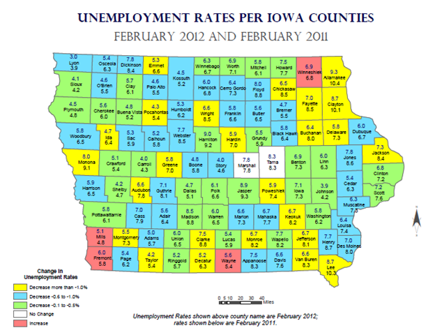 Unemployment Rates Per Iowa Counties